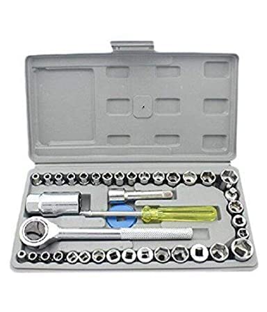 KIDINGTON 40 pcs Tool Kit Set Wrench Hand Tool Socket Set for Automobile Repair (40 Pcs Tool kit)
