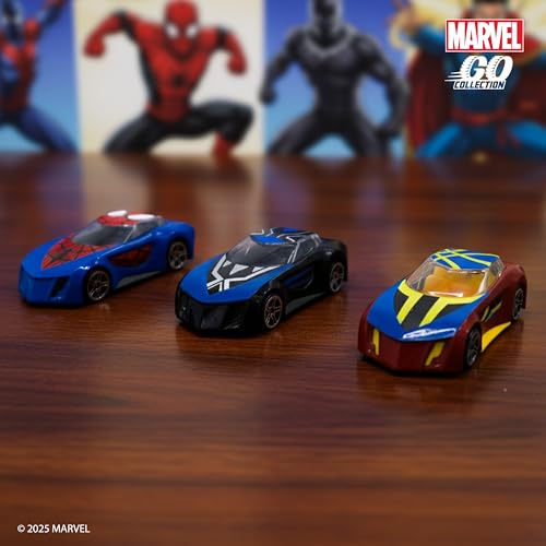 Image of Marvel Go Collection | Rapid Racer 3-Pack| Spider-Man, Black Panther and Doctor Strange | 1:64 Diecast Toy Cars | Ages 3 and Up | Collect Them All | Birthday Gift for Kids