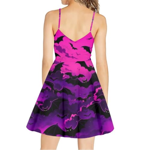 Image of Women's Spaghetti Strap Dress Summer Casual Swing Sundress Girls Beachwear Swing Mini Dress