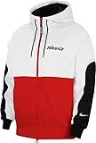 Nike Men’s Sportswear Club Fleece Full Zip Hoodie Jacket, LARGE White/Red/Black
