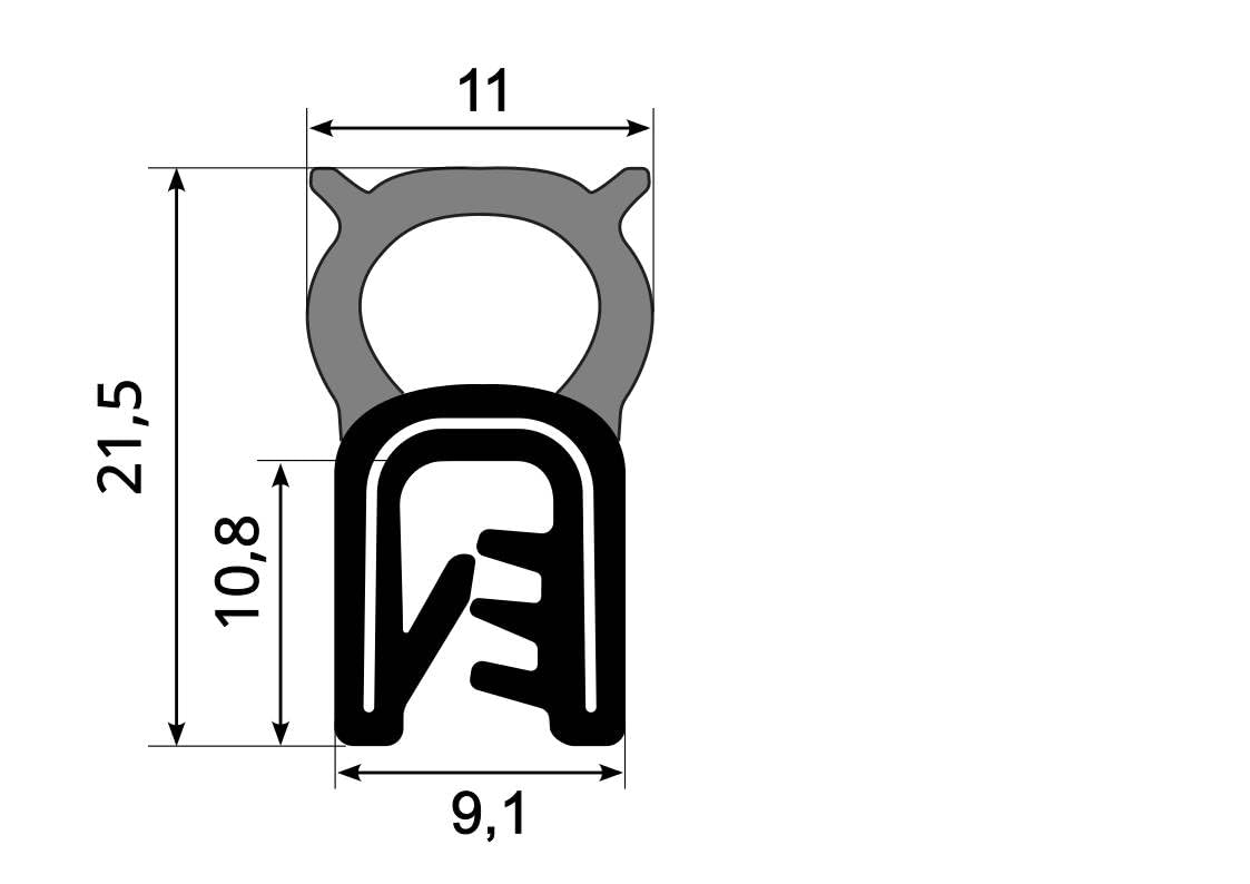 EUTRAS [5 m] KSD2004 - Guarnizione per portiera auto - si tiene senza colla - perfetta guarnizione in gomma per portiere,bagagliaio e portellone posteriore dell'auto - industriale tedesca Made in EU