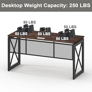 Bon augure farmhouse computer desk modern industrial home office desk wood metal study writing table sturdy gaming desk rustic oak 54 inch  urban country home decor