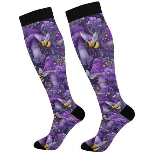 Image of Pigsaly Red White Polka Dot Womens Compression Socks Athletic Tube Sock Knee High Socks Outdoor Sport Socks