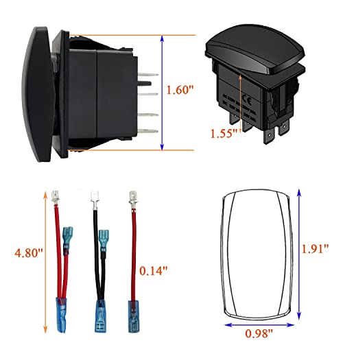 Image of Led Light Bar Rocker Switch White Led 5 PIN ON-Off SPST Toggle Switch for Car Boat Truck Trailer Van UTV ATV Dashboard 12V 24V IP66