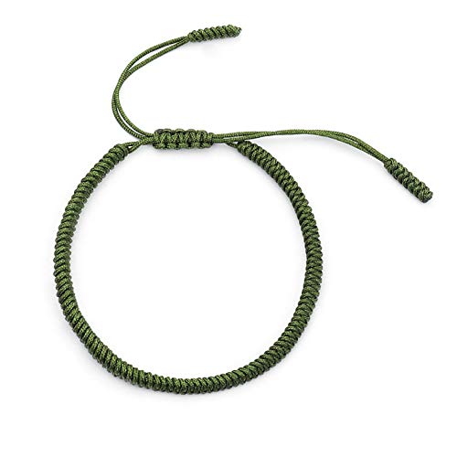 geshiglobal Pulseras tejidas a mano, Paquete Deportivo Cabello Lucky Red Cuerda Regalo Diamante Nudo Tamaño Ajustable Verde thumbnail