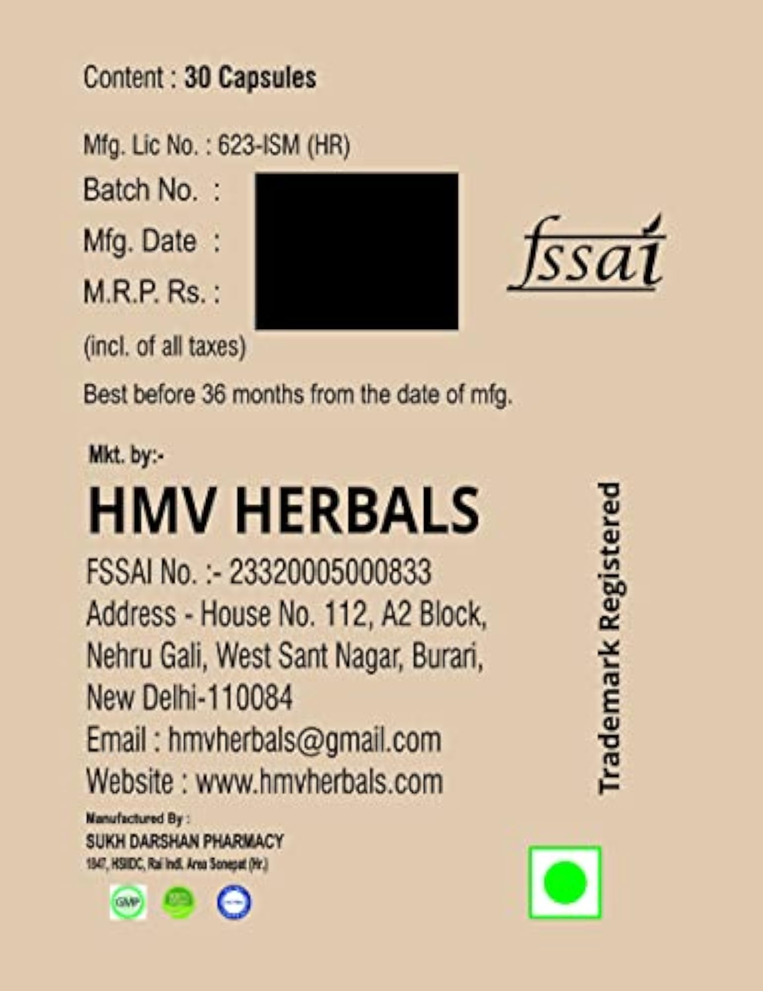 HMV HERBALS JOSH69 Capsules for Men 1000mg