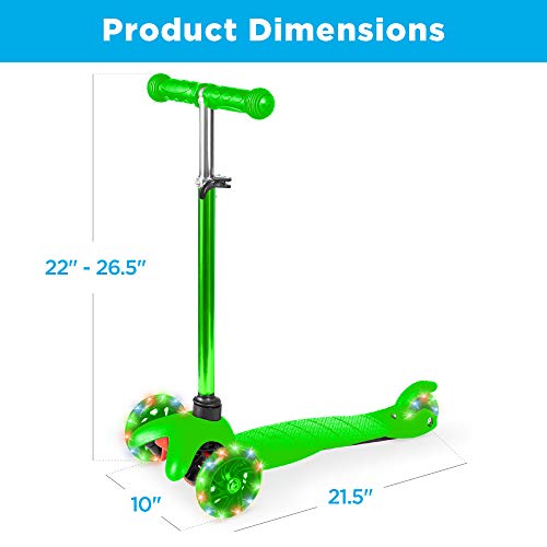 Best Choice Products Kids Scooter with LED Light-Up Wheels, 3-Wheel Lean-to-Steer Toddler Scooter Ages 3+, Adjustable Height Handlebar, Stable Non-Slip Deck, Easy Assembly - Green - image 7