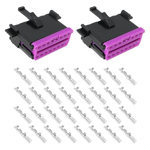 The Lord of the Tools Lot de 2 connecteurs OBD 2 à 16 broches - Pièce de rechange 8D0972695 - Compatible avec VW - Compatible avec Audi - Kit de réparation...