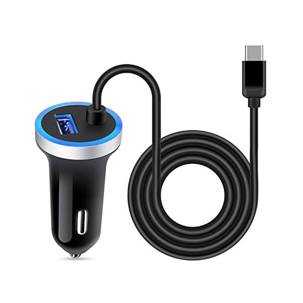 USB C Car Charger, 3.4A Fast Charging Car Adapter+3ft Type C Cable for Samsung Galaxy S24 S23 S22 S21 S20 S10 Note 20 A10E A20 A50 A51 A71 A11,LG Stylo 6/5/4 G7 V60 ThinQ Moto G8 G7 Google Pixel 4 3a