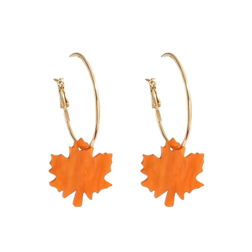 Thanksgiving Fall Earrings for Women, Orange Crystal Maple Leaf Dangles