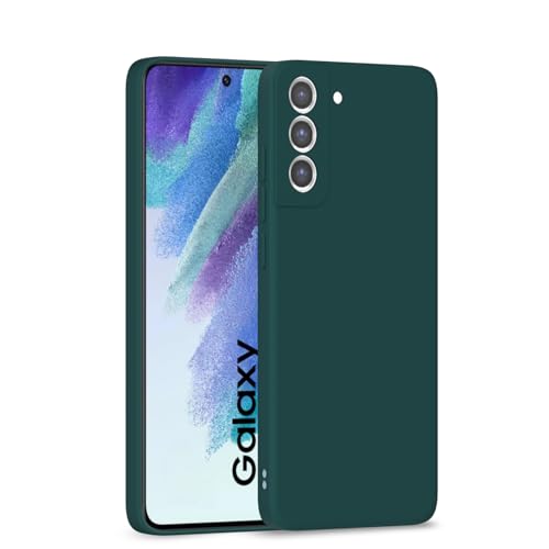 Image of Outlouders Back Cover for Samsung Galaxy S21 FE 5G | Camera Protection | Durable Soft Matte Silicone Bumper Case (Green)