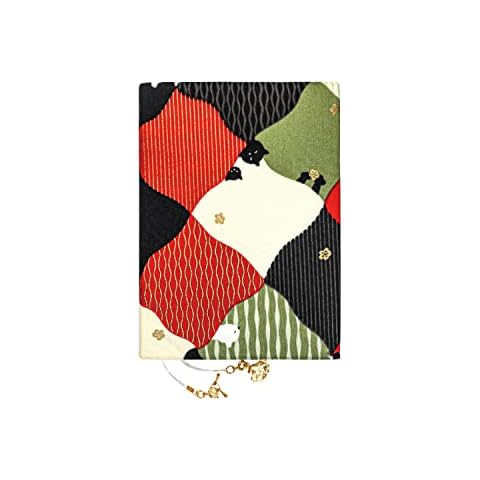 Refillable fabric journal, handmade notebook for girls and women with kitten checker pattern, stylish notebook, perfect for writing, gift, traveler (Red-white, Passport) Cover