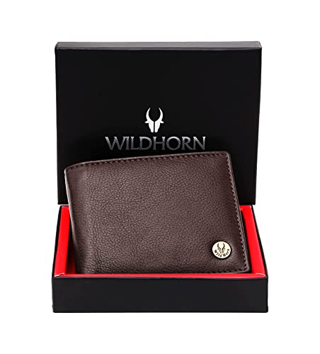 Image of WildHorn Brown Leather Wallet for Men I Ultra Strong Stitching I 6 Card Slots I 2 Currency & 2 Secret Compartments I 1 Coin Pocket