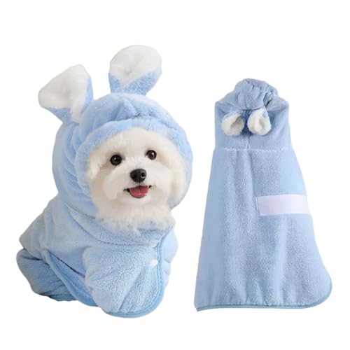 MANON ROSA Quick-Dry Pet Bathrobe & Towel with Hood - Coral Fleece Absorbent Small Medium Large Dog Cat Robe for Post-Bath, Pool & Beach Drying