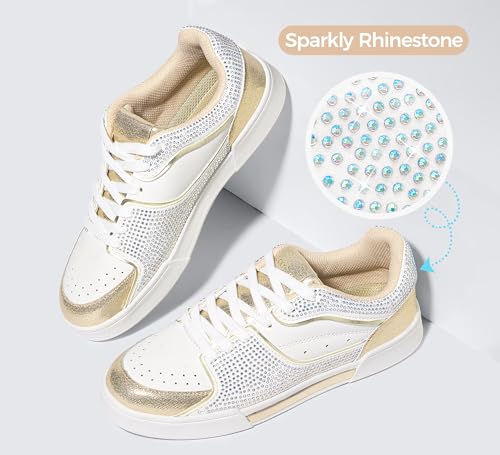 LUCKY STEP Women's Rhinestone Sneakers Sparkly Bling Glitter Wedding Tennis Shoes Fashion Casual Walking Comfortable Shiny Footwear2