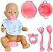 Uteruik Zestawy zabawek do karmienia dla lalek - miska na smoczek widelec łyżka butelka mleka akcesoria zastawy stołowej, 6 szt. (losowy kolor)