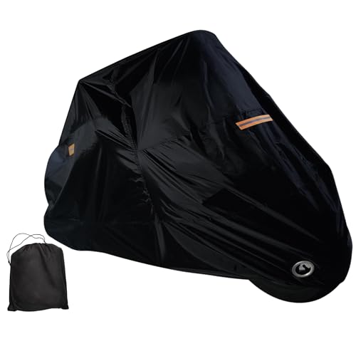 PMK GRUPO | Funda para Moto Impermeable 210D Talla L (245x105x125 cm) | Cubierta para Motocicleta y Scooter Exterior | Protector UV, Antirrobo con Ojal para Candado, Hebilla Antiviento y Reflectante