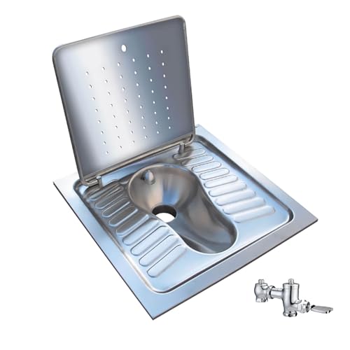 Inodoro en cuclillas genérico, inodoro en cuclillas duradero de acero inoxidable, diseño resistente al frío para uso doméstico y comercial miniatura 1
