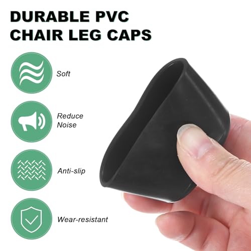 Image of M METERXITY 16-Pack Chair Leg Caps, 1-5 /8 Inch(42mm) PVC Chair Leg Floor Protectors for Folding Chairs /Metal Chairs /Furniture Table /Hardwood Floors, Round Non-Slip Cover End Tips [Black]