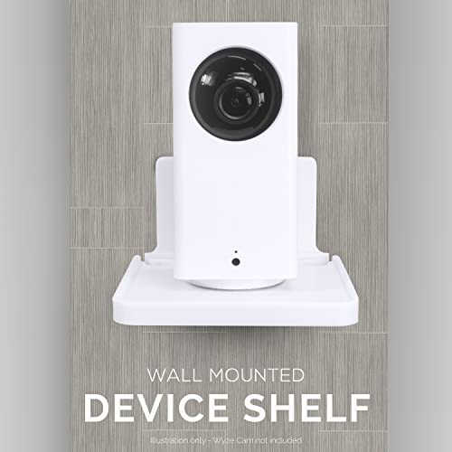Image of Brainwavz Screwless Wall Mount Shelf for Security Cameras, Baby Monitors, Speakers & More, Universal Holder, Strong Adheasive, No Mess (White)