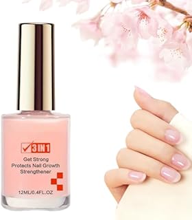 Nail Strengthener for Women - 3-in-1 Pink Nail Hardener Strong and Growth, 12ml Gel Nail Polish Hardener for Weak and Damaged Nails (1Pcs Pink)