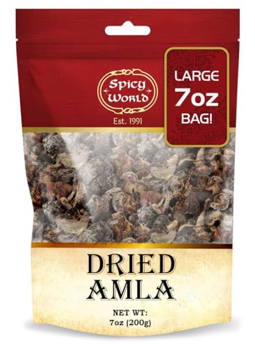 Spicy World Dried Amla Fruit (Indian Gooseberry) 7 Ounce Bag - Pure, and High Vitamin C Content
