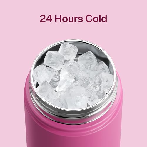 Image of ENCOOL Insulated Water Bottle with Straw Stainless Steel Water Bottle, Leak-Proof, BPA-Free, Double Wall Vacuum Keeps Cold for 24 Hours for Sports, Travel, School (18 oz, Turkish Rose)