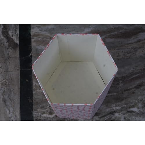 Image of Floral Hand Block Printed 3.3 Gallon Decorative Waste Basket - Eco-Friendly Cardboard Trash Can, Plastic-Free & Sustainable, Perfect for Christmas and Housewarming Gifts (1, Pink DOT)