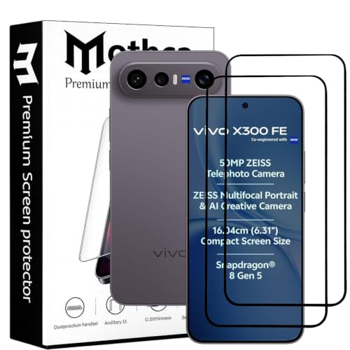 Image of Mothca Advance Military-Grade Tempered Glass Screen Protector Compatible for Vivo X300 FE with Edge to Edge Coverage - Case Friendly, Anti-Scratch & Bubble-Free Installation Kit (Pack of 2)
