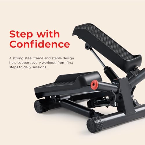 Image of Sunny Health & Fitness Twist Steppers with Resistance Bands, Compact Mini Stair Step Machines for Low-Impact Home Cardio Workouts