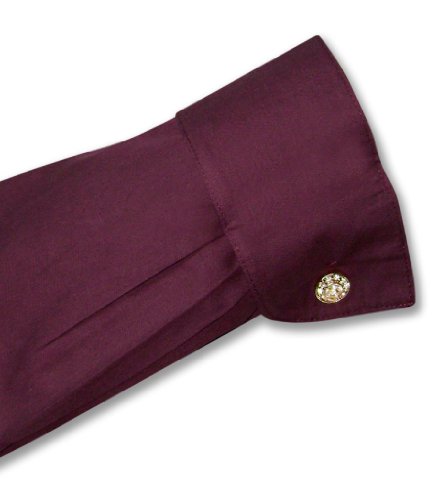 Men's 100% Cotton Solid Burgundy Color Dress Shirt w/Convertible Cuffs4