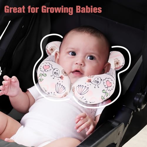 Image of KAKIBLIN Baby Neck Pillow, Upgraded Baby Support Pillow,Babies Head Pillow,Neck Support Pillow for for Car Seat, Stroller, Pushchair,Travel (Hippo)