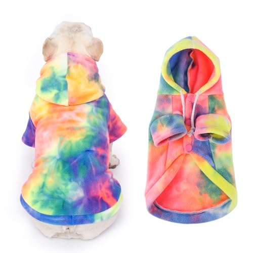 Dog Hoodie Tie Dye Dog Sweatshirt Chic Winter Clothes Ultra-Soft Warm Sweaters for Small Medium Dogs Fashion Pet Clothes for Dogs (Multicolor, M (Back: 12.99",Chest: 17.71", Neck: 14.96")) - Image 6