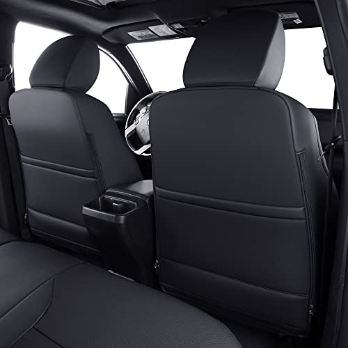Image of LUCKYMAN CLUB Tacoma Custom Fit Seat Covers for 2016-2023 Tacoma Crew Cab with Faux Leather (Black)