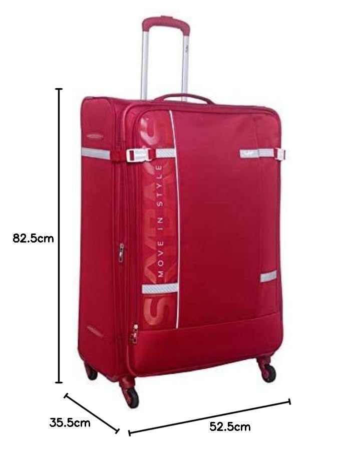 Image of Skybags Softsided 8-Wheel Hardside Trolley Bag | Anti-Theft Zipper | 3-Digit Lock | 5 Year Warranty (C.RED)
