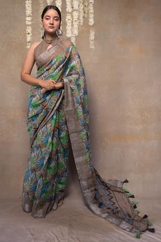 Image of MIRCHI FASHION Saree for Woman Cotton Blend Printed | Traditional Ethnic Sari for Ceremonial Use and Farewell with Blouse Piece