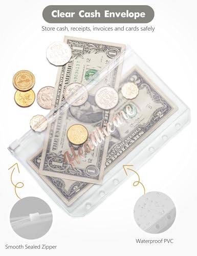 Image of A6 Budget Binder for Money Saving, Budget Planner, Money Organizer for Cash | with 8 Cash Envelopes, Budget Sheets & Rose Gold Category Stickers, PU Leather, Grey Leopard