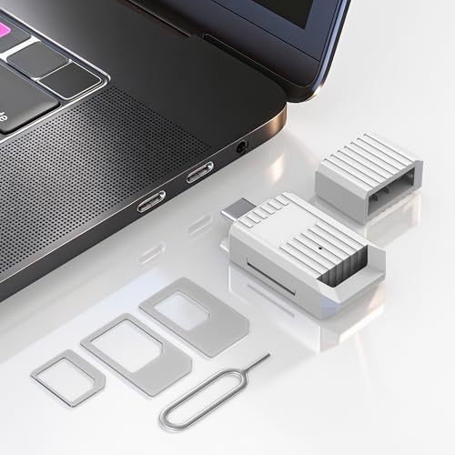 USB-C SIM Card Reader - Includes Standard/Micro/Nano SIM Card Adapters Kit & Eject Pin - USB C to Sim Card Adapter for Backup Edit Add Delete and Read Messages/Contacts - SIM Adapters for Windows