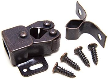 One Stop DIY 100 x DOUBLE ROLLER CATCH CUPBOARD FASTENERS BRONZED ANTIQUE + SCREWS NEW