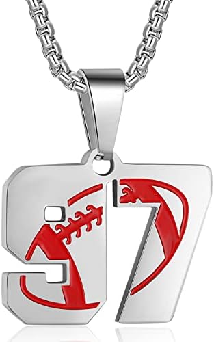 Rehoboth Football Rugby Jersey Number 0-99 Pendant Necklace for Women Men 22+2 Inch Adjustable Stainless Steel Chain