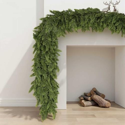 2Stück6 Fuß Lange künstliche Zedern-Girlande naturgetreue Winter-Zedern grüne Zedern-Kieferngirlande für Innen- und Außenbereich Feiertage Party (2Stück)