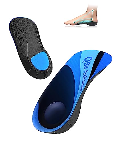 QBK Plantar Fasciitis Insoles, Arch Support Insoles Men, Korrektur von Plattfüßen, Achillessehnenentzündung, O-Beinen, X-Beinen, Fersensporn, 3/4 Orthopädische Einlagen S