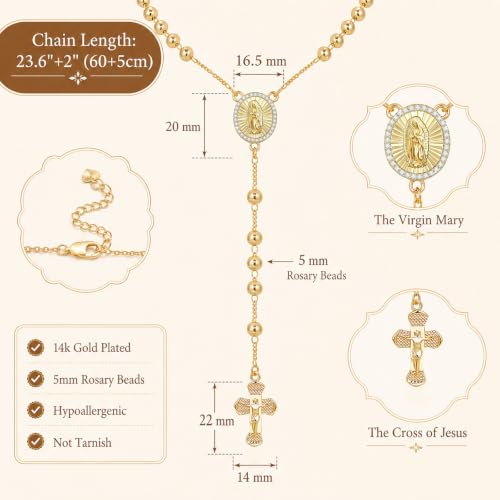 Women's Gold Rosary Beads - image 4