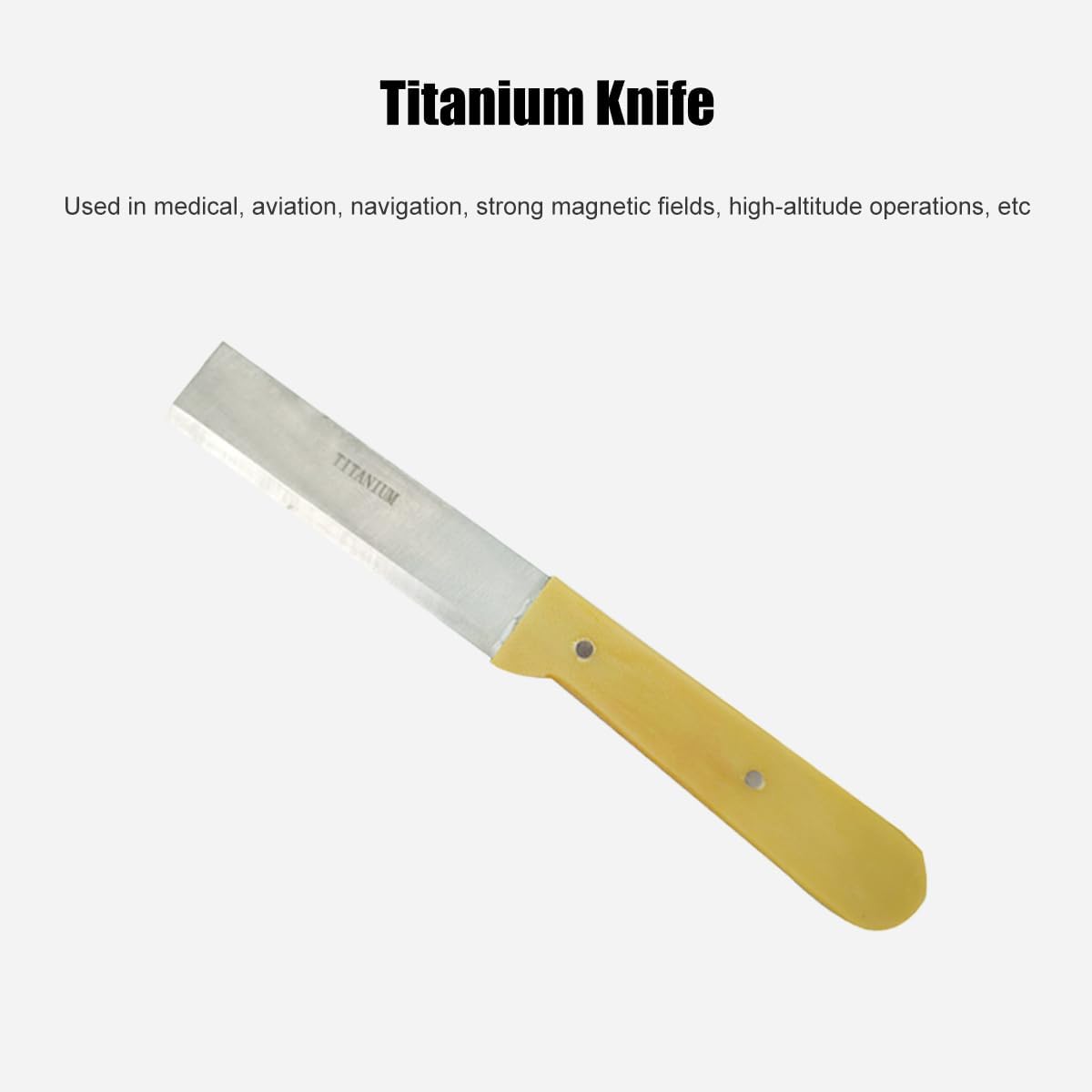 Titanium Knife, Titanium Alloy Blade 100mm, Length 220mm, MRI Non-magnetic Tools, Light Weight, High Strength, Anti-corrosion, Durable, Drop-forged, Industrial Grade, T1114