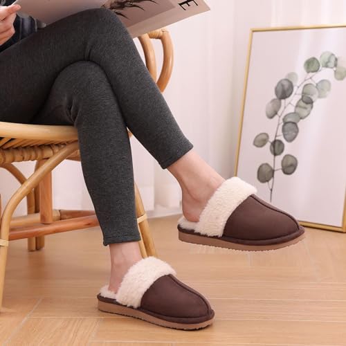 Image of Litfun Fuzzy Memory Foam Slippers for Women Indoor Outdoor House Shoes