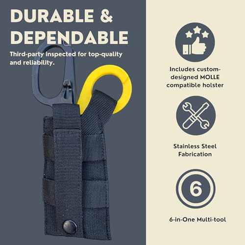 Lyfequipt Foldable Trauma Shears- Multi Tool 6 In 1 Emergency Response Emt Shears- Compact Tactical Shears With Holster-Heavy Duty Trauma Scissors With Belt Or Pocket Clip-In Gift Box For Nurses Or Paramedic thumb #1