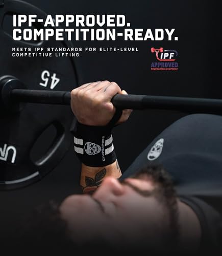 Image of Gymreapers Weightlifting Wrist Wraps (IPF Approved) Professional Quality Wrist Support with Heavy Duty Thumb Loop - Best Wrap for Powerlifting Competition, Strength Training, Bodybuilding