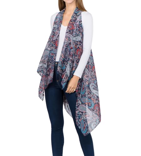 Image of Scarfand's Women's Sheer Open Front Lightweight Sleeveless Long Duster Cardigan Vest