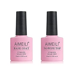 AIMEILI Top Coat en Base Coat Set UV LED Nagellak Gel Nagellak Soak-Off Clear Gloss Nagel Gel Nail Polish Art Manicure…
