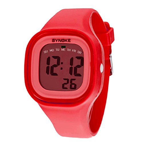 Malloom®2015 moda natación reloj deportivo silicona digital LED impermeable unisexo reloj Rojo